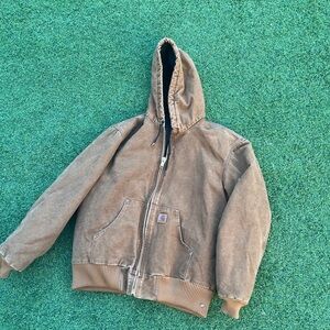 CARHARTT WORK IN PROGRESS TAN WORKWEAR HOODIE AUTHENTIC SIZE MEDIUM MENS